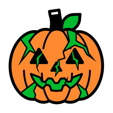 Cute cartoon jack o lantern pumpkin face illustration