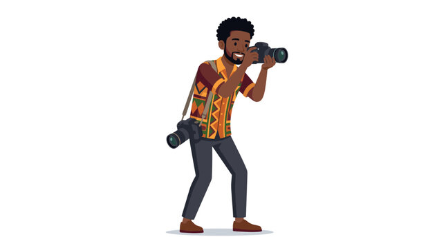 Man with camera taking a photo illustration Vector