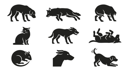 Obraz premium Collection of dog breed silhouettes.