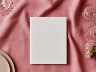 Fototapeta premium Top view of a blank white menu card