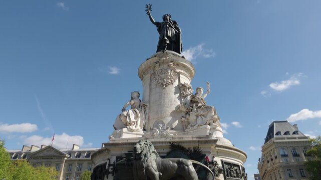 Monument a la Republique standing tall in Paris, symbolizing liberty, equality, and fraternity