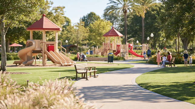 Spacious Community Playground Surrounded By Green Park
