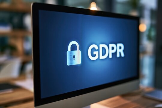 Computer screen displaying GDPR lock icon