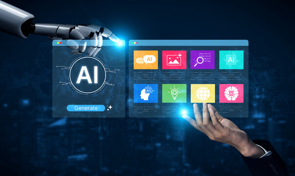 An advanced AI assistant demonstrates its own generative platform. The interface shows how this smart technology can create various forms of digital content and automate tasks. Fermion