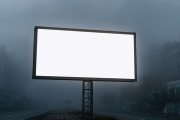 Obraz premium Blank billboard standing alone in foggy urban street