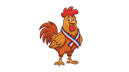 Cartoon Rooster Wearing a Tricolor Ribbon © Lemah