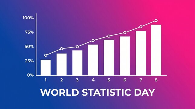 World statistic day bar chart with percentage growth illustration