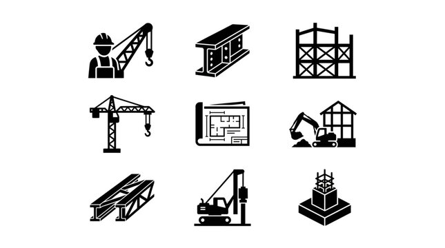 Construction equipment icons set.