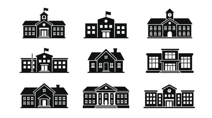 Fototapeta premium School Buildings Icon Set Education.
