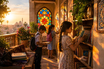 Obraz premium Children Preparing For School As Summer Break Ends