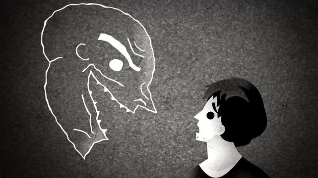 man with schizophrenia seeing an illusion of a macabre face