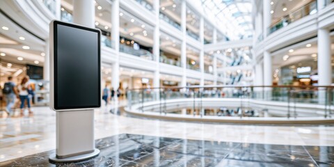 Obraz premium Empty digital display stand in modern shopping mall