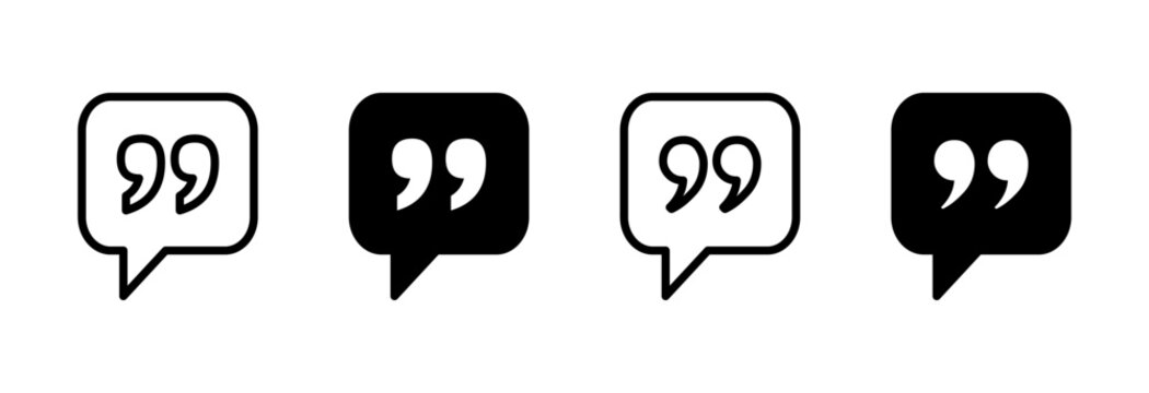 Quote icon set vector. Quotation mark sign and symbol