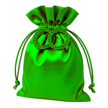Bright green velvet drawstring pouch bag