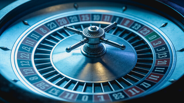 Close-up View of a Roulette Wheel with Numbered Slots