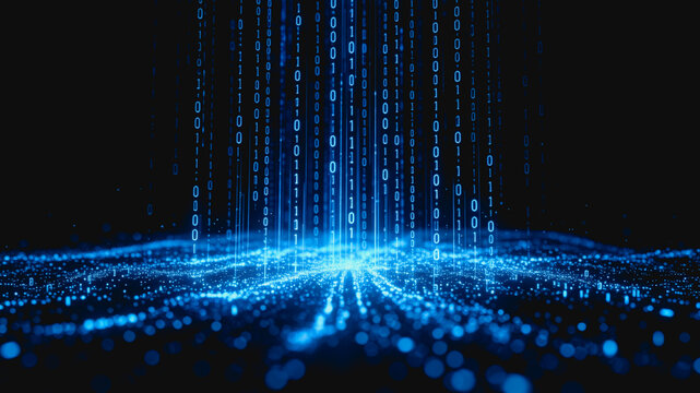 Digital Binary Data Stream Flowing from Virtual Digital Plane