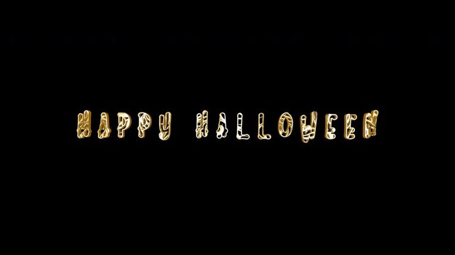 Animation word of Happy Halloween golden shine light motion text with light effect animation on black abstract background. promote advertising concept isolate using QuickTime Alpha Channel proress44