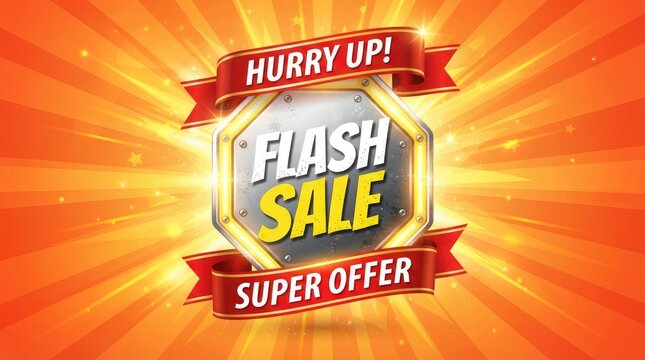 Urgent flash sale promotion with bright glowing background with sign highlights limited vibrant energy effects super offer vibrant limited time
