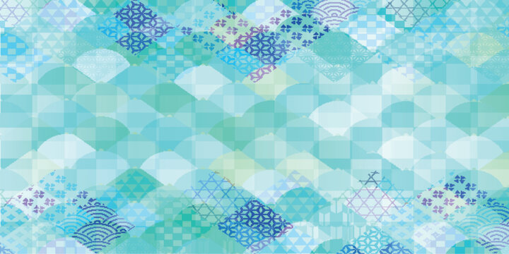 Blue Japanese Traditional Pattern Wave Background
