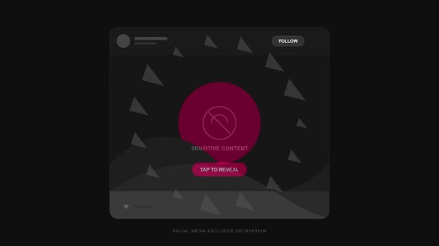 Sensitive Content Warning on Dark Social Media Interface Mockup