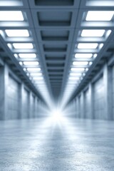 Fototapeta premium Empty futuristic corridor with bright light at end