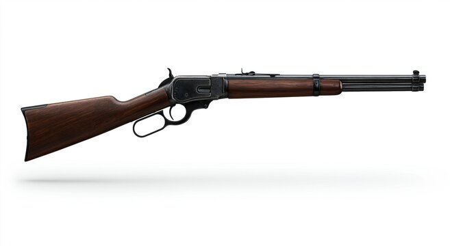 Vintage lever action rifle isolated on white background