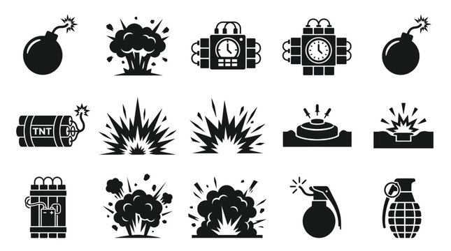 Black bomb icons on white background.