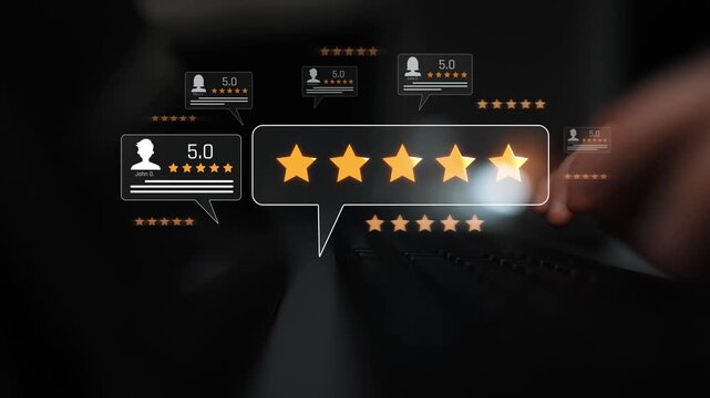 Customer centric review and rating system support product review, digital rating concept, and customer give good trust by visualizing people choice through stars and feedback content technology Marrow