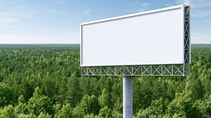 Obraz premium Blank billboard stands alone above green forest under
