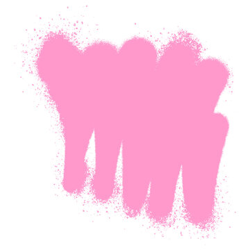 Light pink graffiti spray paint brush stroke with drips isolated on white background. Urban aerosol street art splatter stain for grunge banner highlight and poster design.