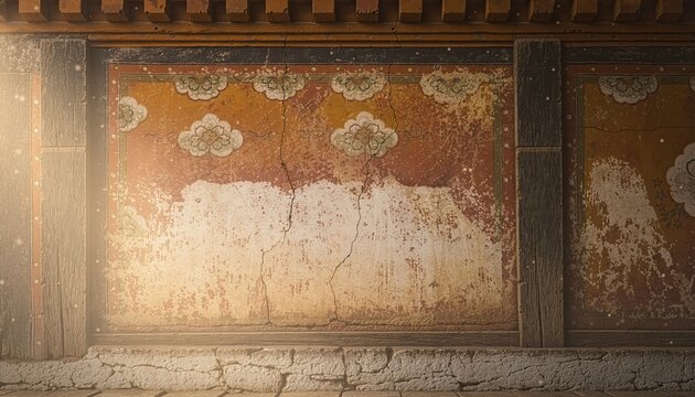 Old Himalayan Bhutan temple wall background