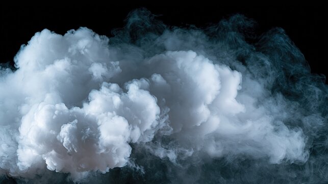 Dense white smoke clouds billowing against black background