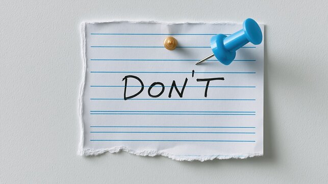 Don't note pinned on wall with pushpins