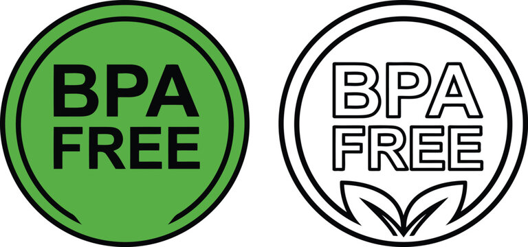 Bpa free label icons in green and outline styles for eco friendly plastic products