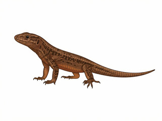 Fototapeta premium A detailed illustration of a brown lizard standing on a white background.