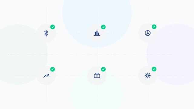 Minimalist abstract background featuring soft pastel circles and dashed geometric grid lines for professional corporate video and business presentation graphics.