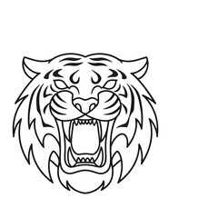 Obraz premium Tiger Head Roaring Line Art