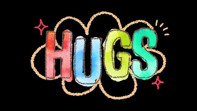 HUGS Hand Drawn Watercolor Text Animation