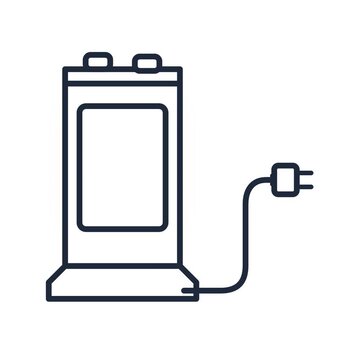Electric space heater icon with glowing heating coils and warmth radiation