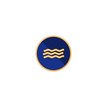 Climate data stream badge icon with wave bars and telemetry grid
