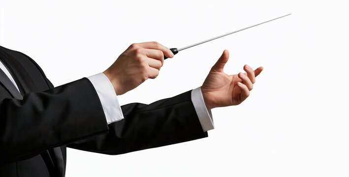 Classical musician conducting orchestra with baton