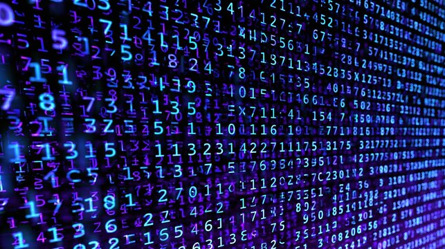 Abstract digital matrix of glowing blue and purple