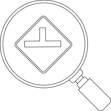 Magnifying glass over road intersection sign 2.