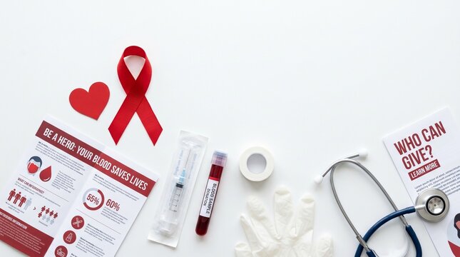 Blood Donation Awareness Healthcare Flat Lay
