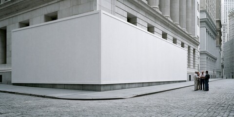 Obraz premium Group of men standing beside large white construction