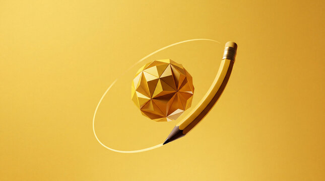 Pencil orbiting geometric idea sphere