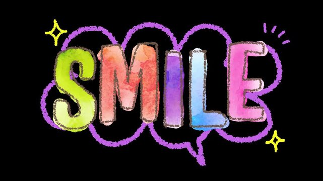 SMILE Hand Drawn Watercolor Text Animation