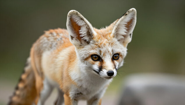 Desert Fox Portrait: A striking desert fox with large, sensitive ears and a keen gaze is captured in a close-up portrait, showcasing its unique adaptation to arid environments.