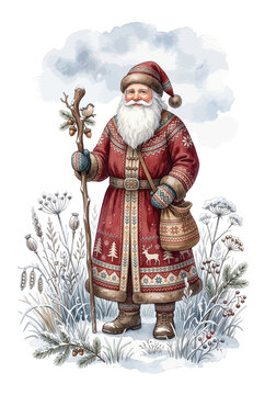 Santa Standing in Peaceful Winter Field.svg