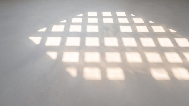 Glass block light pattern on microcement floor for mockup
